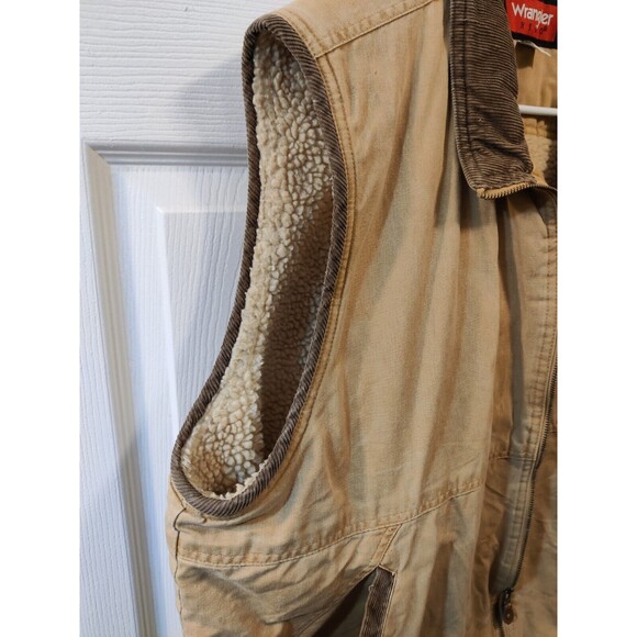 Wrangler Hero Sherpa Lined Denim Vest Size Men’s XL-Brown/Tan Color - Picture 6 of 12